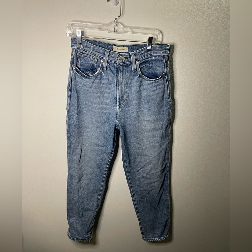 Madewell The Momjean in Melva Wash Light Wash High Rise Rigid Denim Jeans